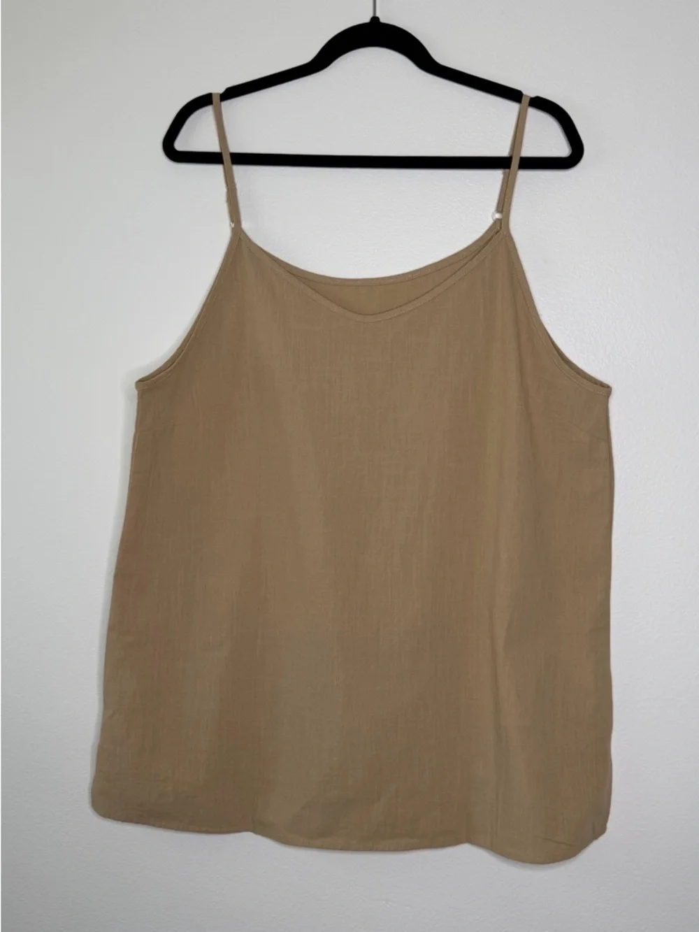 Neutral Linen Blend Cami XL Beige Tank Top Minimalist Summer - Picture 2 of 6